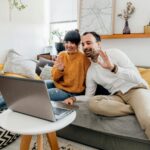 Facetiming family using the laptop